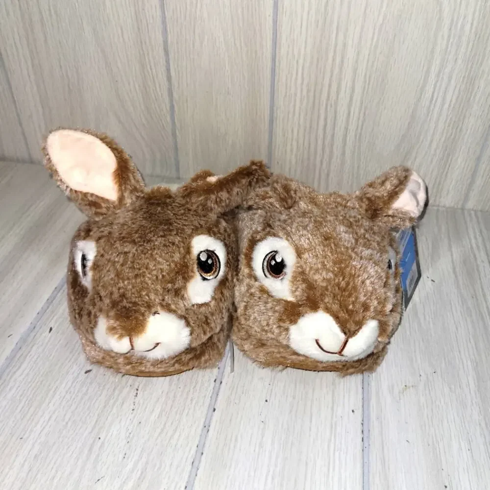 New Kids Peter Rabbit Brown Bunny Slippers Easter Dan Dee Size M 13-1